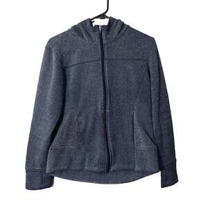 Danskin Now Blue Long Sleeve Hooded Casual Full Zip Knit Jacket Women Sz S